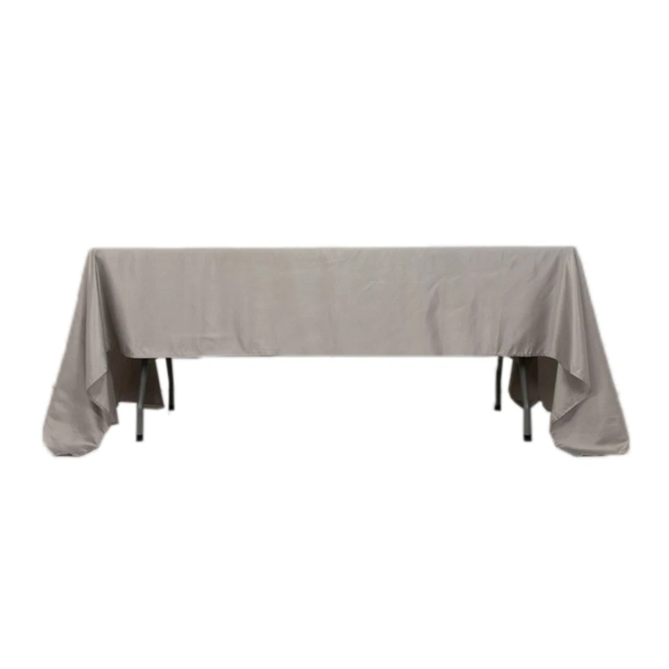 Silver 60x126" RECTANGLE Lamour Satin TABLECLOTH Light Gray Party Home Banquet - Image 3 of 4