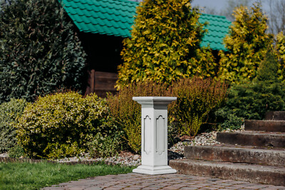 Podest Aus Steinguss Mit Löwenkopf-Relief – Frostsicher, Für Garten & Terrasse, 82 Cm Hoch