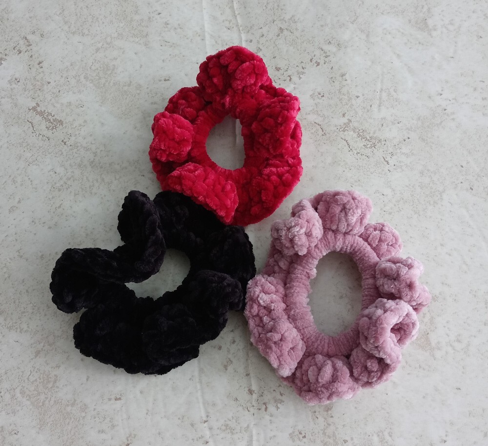 More you bid the more you get!Oversized Scrunchies Hair Ties Crochet Handmade Handmade Crochet Ruffle Scrunchies: Extra Large Hair  main image 3