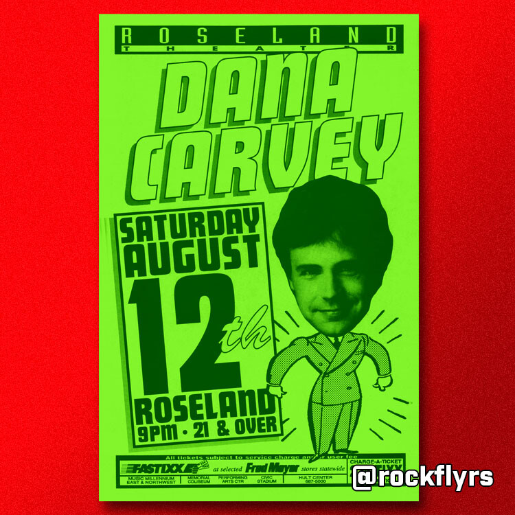 DANA CARVEY 1990's Original 11x17 Promo Poster. Portland Oregon. Comedy.
