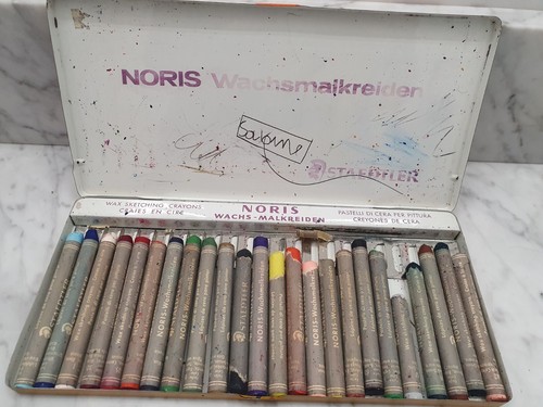 Vintage Germany 24 Wax Sketching Crayons Noris Wachs Malkreiden Staedtler Art - Picture 3 of 11