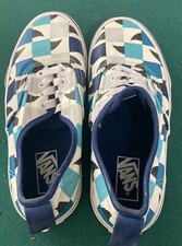 Vans Lace Up Kids Shoes Size 2 Blue White Shark Themed In Excellent Condition