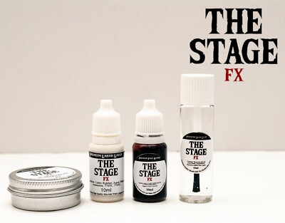 STAGE FX 10ml 4 Stück SET Narbenwachs Kunstblut Flüssig Latex Hautkleber Halloween