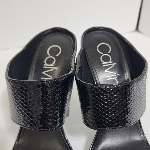 CALVIN KLEIN Shayna PVC High Heel Mules 10 Black NWOB - Picture 7 of 16