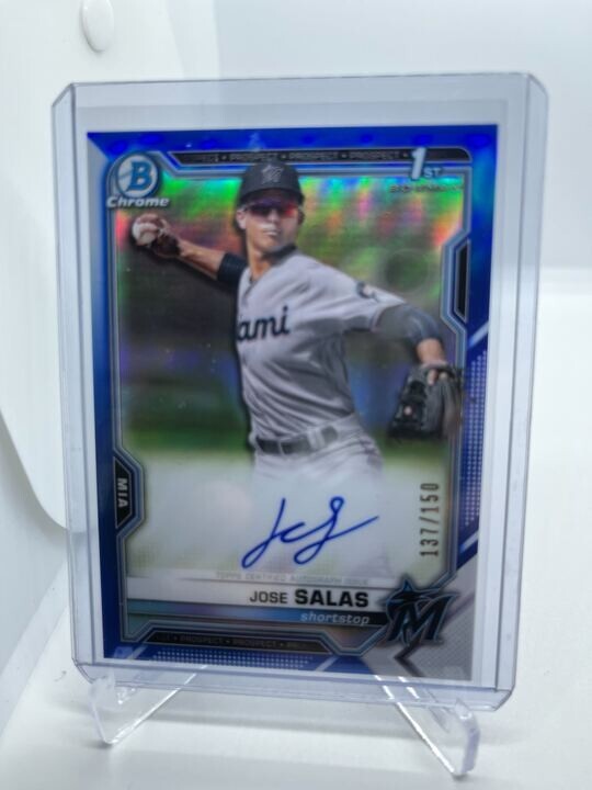 2021 Bowman Chrome Jose Salas 1st Blue Autograph SP /150 Miami Marlins CPA-JS RC