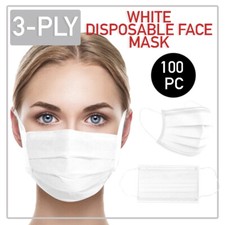 100 Pcs Disposable Face Mask 3-Ply Medical Surgical Dental Ear-Loop Mouth Cover