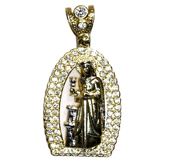 Colgante Jesús Oro Sólido 10k Dije Religioso Circonita Cúbica