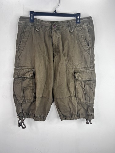 Smoke Rise Shorts Mens Size 34x12” Cargo Green Button/Draw String Baggy Y2k - Picture 2 of 12