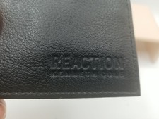 Kenneth Cole REACTION Genuine Leather Wallet Black Embossed Logo Flip Out ID