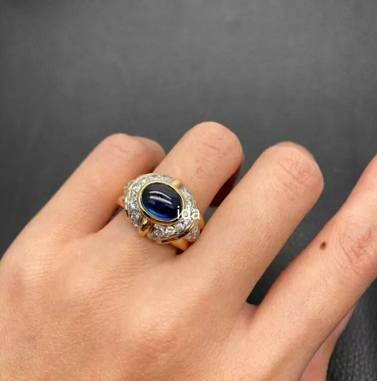 Cabochon Sapphire & Diamond Cluster Ring – james-bishop