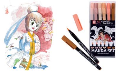 6x SAKURA Manga Set Koi Coloring Brush Etui Hautfarb Töne Pinsel Spitze neu