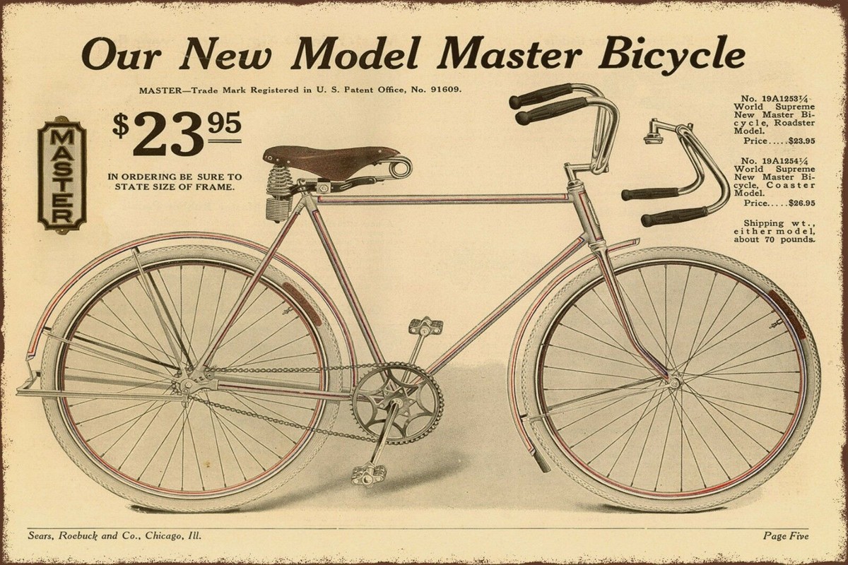 Master Pedal Bicycle advertisement Vintage Retro style Metal Sign