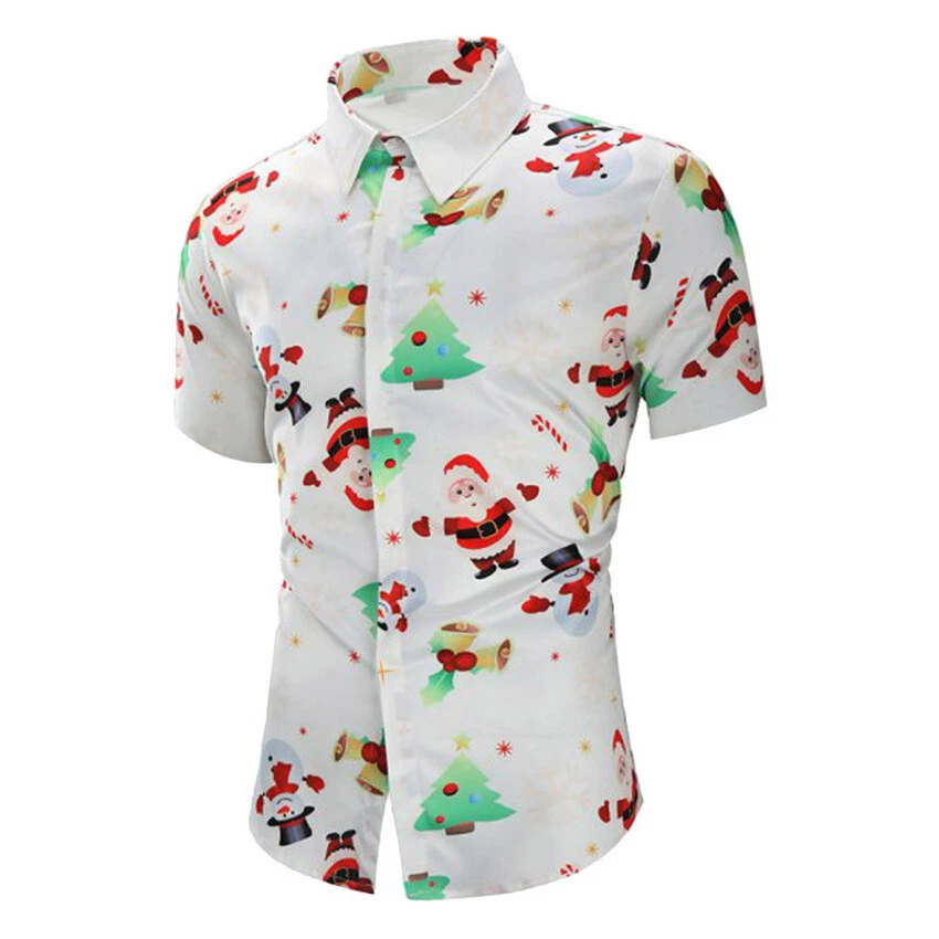 Camisa de festa casual Natal praia verão havaiana clássica masculina clássica SN-F2-5 - Imagem 4 de 4