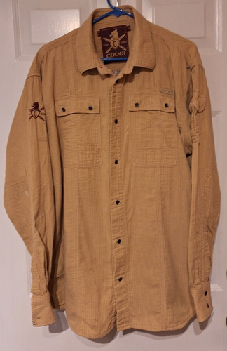 Coogi Herren Gr. XXL Beige Langarm Gefüttert Knopfleiste Hemd Distressed - Bild 3 von 12