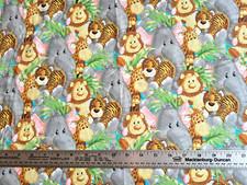 JUNGLE BABIES ANIMAL PRINT NURSERY PRINT 100 COTTON FABRIC 25X43 INCHES