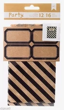 American Crafts DIY Party 12 Treat Bags and 16 Labels - Black/Kraft 