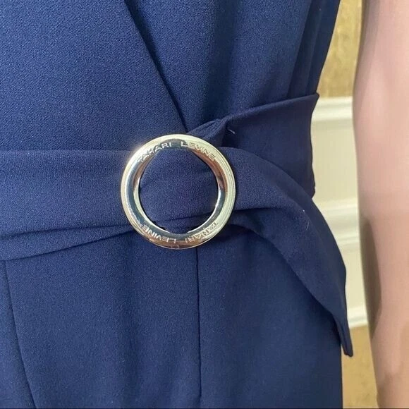 TAHARI Arthur Levine Mono Buceo Azul Marino Cinturón 4 Foto 4 de 4