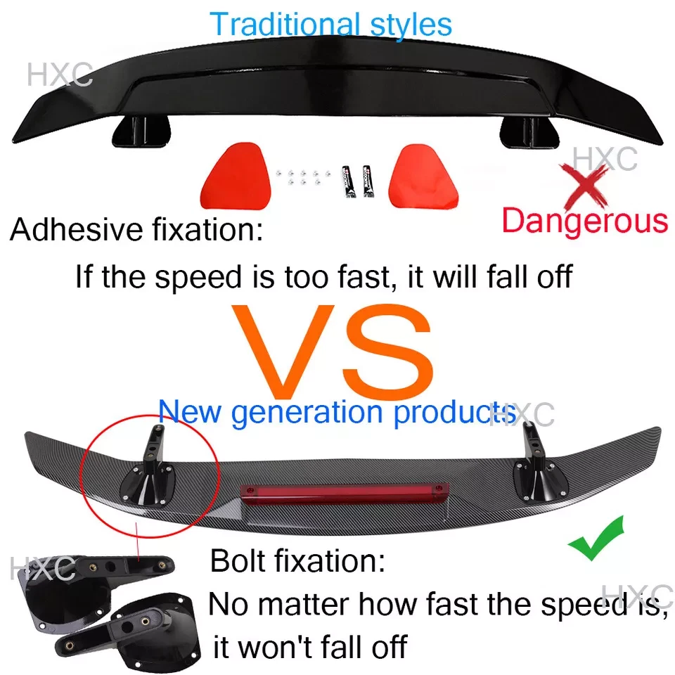 Universal 52" ABS Car Rear Trunk Spoiler Wing Racing Carbon Fiber Style USA Ship Foto 3 de 4