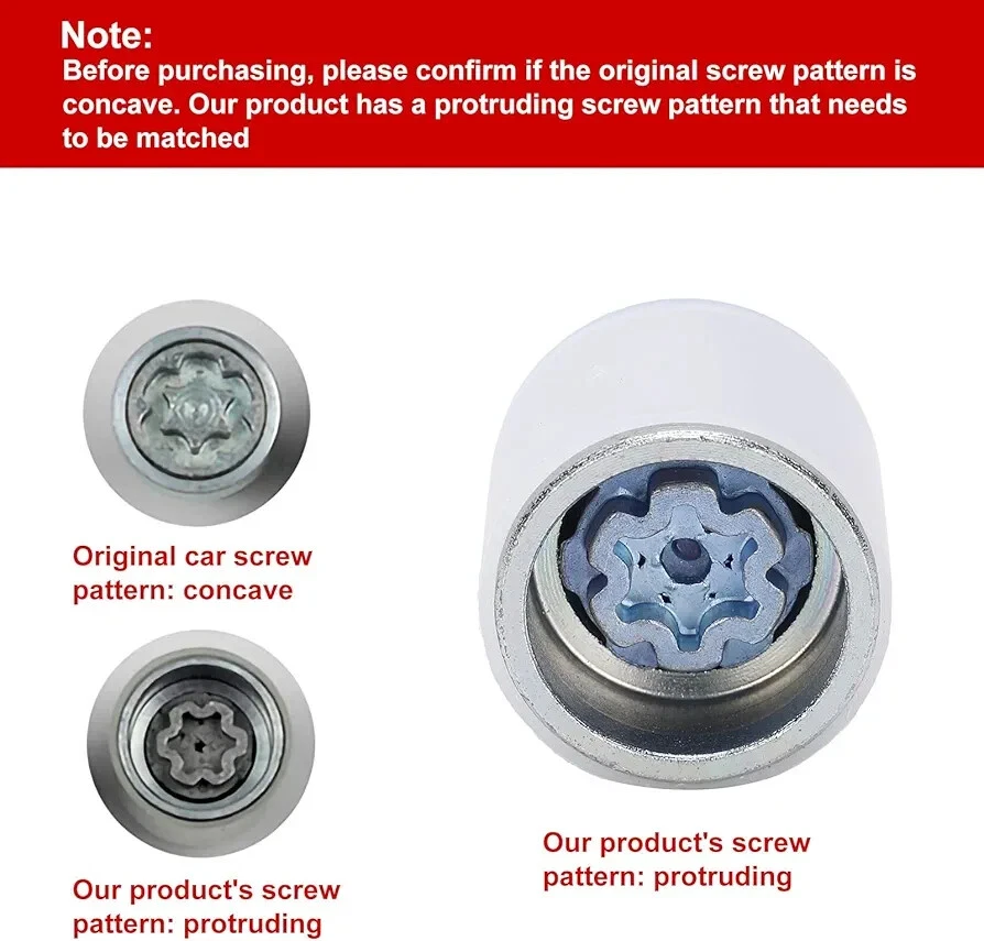 Wheel Lock Nut Screw Removal Key, Akozon Car Tire Anti‑Theft Screw Bolt H-Model - Image 2 of 3