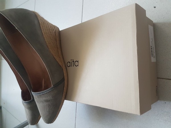 Aita zapatos en gris  piel como nuevos shoes scarpi Schuhe chaussures chic Leder