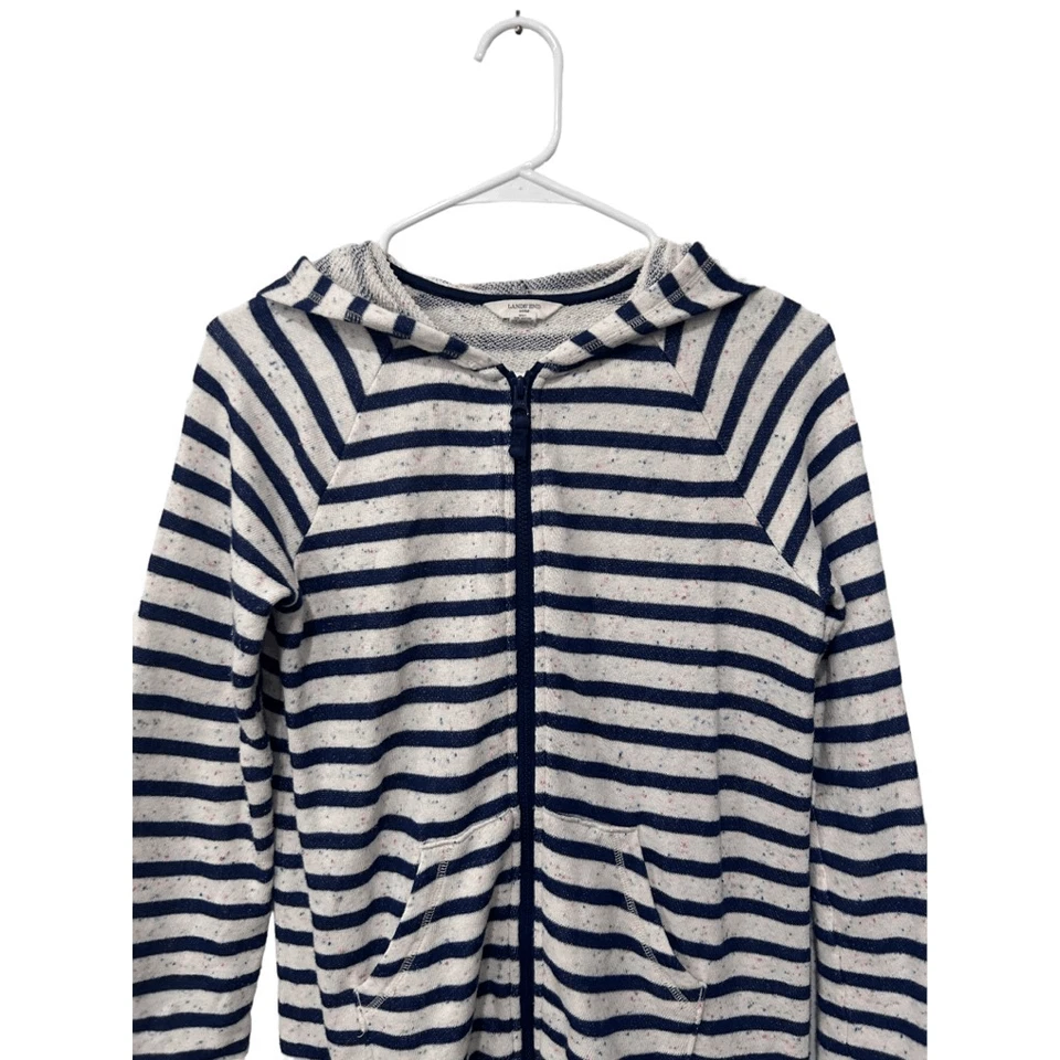 Top Lands' End a Rayas Manga Larga Cremallera Completa Azul y Blanco Talla 14 Foto 2 de 4