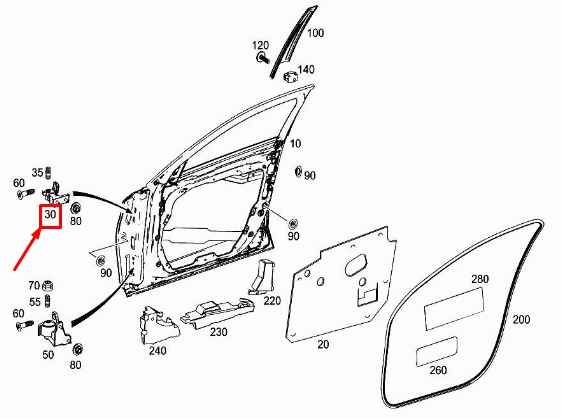 MERCEDES-BENZ CLS C257 Front Right Upper Door Hinge A2057207811