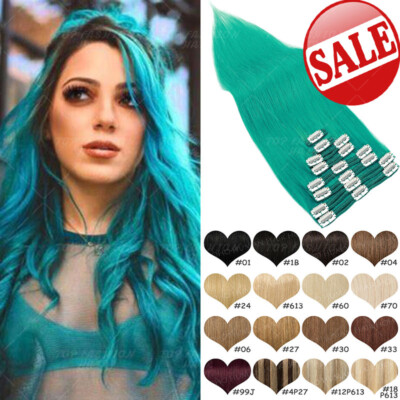 100% Clip In Real Remy Human Hair Extensions Weft Full Head Highlight Straight