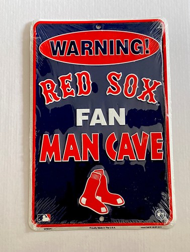 RED SOX MAN CAVE Aluminum Metal Embossed Parking Room Sign 12”H X 8”w New Cond. - Picture 3 of 3