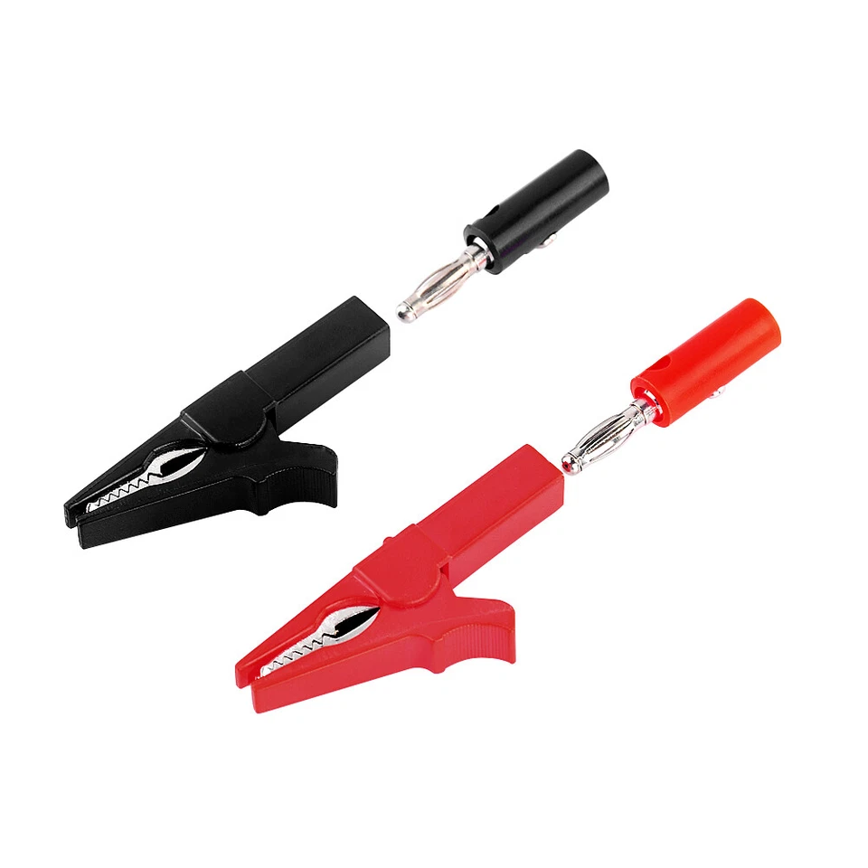 2PCS SAFE INSULATED TEST LEADS ALLIGATOR CLIPS WITH 4MM BANANA CONNECTOR PLUG - Image 3 of 4