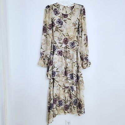 cream and lilac dress Lavender Lace Ruffle Balloon Sleeve Dress Romantic Fairytale Look Purple / M