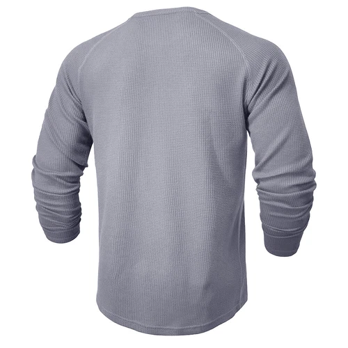 Mens Ribbed Henley Shirts Long Sleeve Button Grandad Plain Casual Tops T-Shirt - Picture 5 of 34