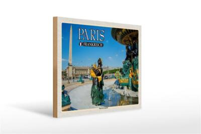 Holzschild Reise 40x30 cm Paris Frankreich Place de la Concorde