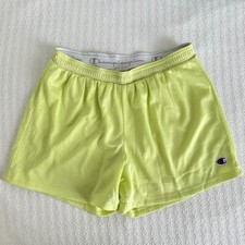 Champion Women  s Mesh Athletic Shorts Size large Lined YELLOW hard to find