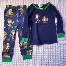 Elf Christmas Pajamas for Kids Elf  Presents on Sled Blue Size 3T Boys Girls