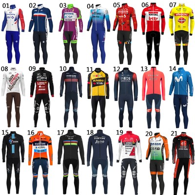 Langarm Radtrikot Sets Herren Rennrad Fahrradshirt MTB Sport Team Bib Kit