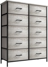 Cómoda Sorbus con 10 cajones de imitación de madera, cómoda organizadora grande para dormitorio (beige)