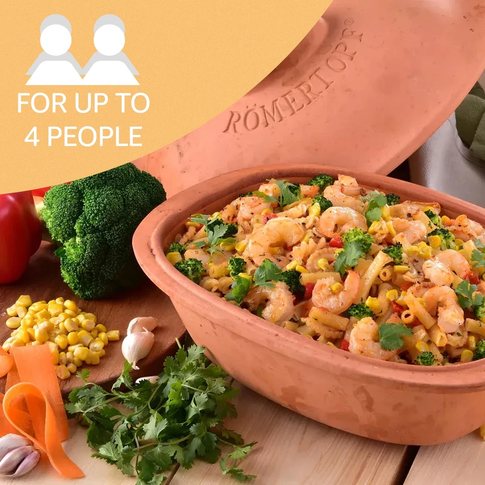 Römertopf Keramik-Bräter Trend Tonbräter Dampfgarer 35 Liter Naturton - Bild 3 von 4