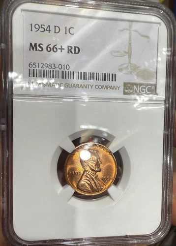 1954-D Gem BU Lincoln Cent ~ NGC MS66+RD Great Color