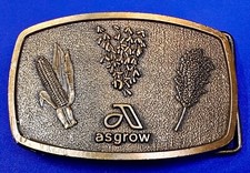 Vintage Asgrow corn wheat Soy Farming Agriculture NOS Belt Buckle