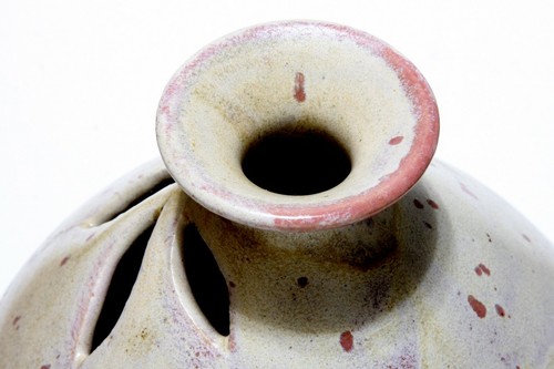 Vintage Candle Cover Handcrafted Glazed Stoneware Floral Cut Out Indoor/Outdoor - Picture 4 of 7