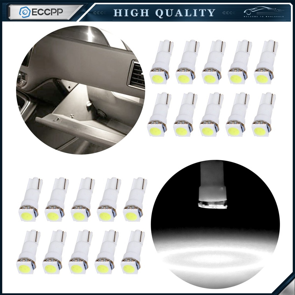 20x T5 1SMD Cuadro de instrumentos Panel Medidor Tablero LED Bombillas Luz  Blanco Para Honda, image size:1200x1200