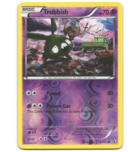 Pokemon 2013 Moderate Play Trubbish 67/113 Legendary Treasures REVERSE Card