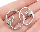 Linked Design Brooch Pin Bp1158 925 Sterling Silver Vintage Cubic Zirconia