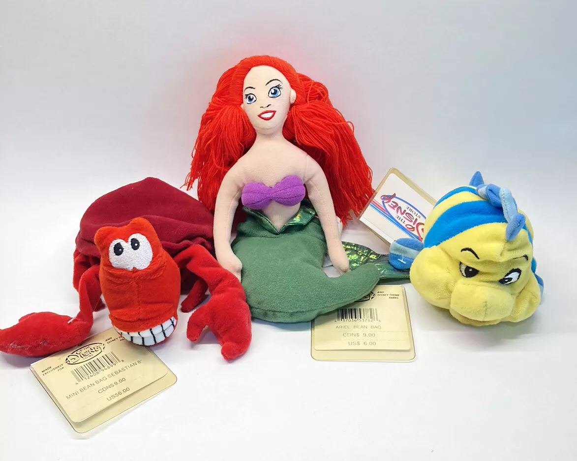 Vintage Disney Store Mini Bean Bag Little Mermaid Ariel Flounder