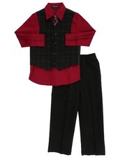 Boys Suit Dress Up Outfit Shirt Pinstripe Vest Tie  Slacks