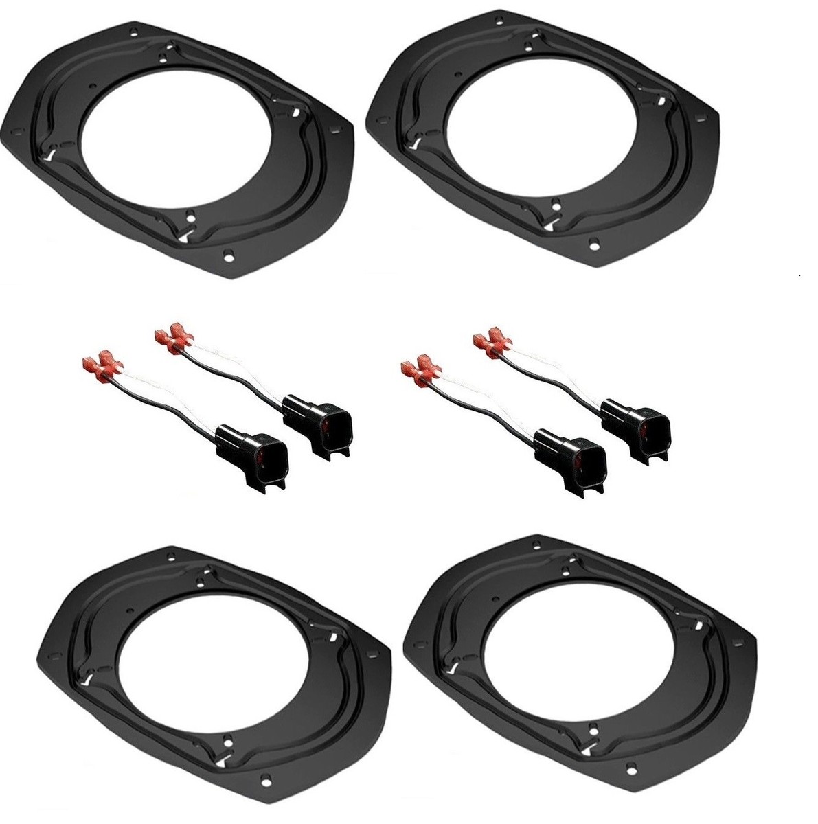 Front Door Speaker Adapter Plates + Harness For 2010-2015 Chevrolet Camaro