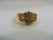 Vintage Beautiful 14K/585 Solid YELLOW GOLD RING With DIAMONDS 0.41CT, Size 7