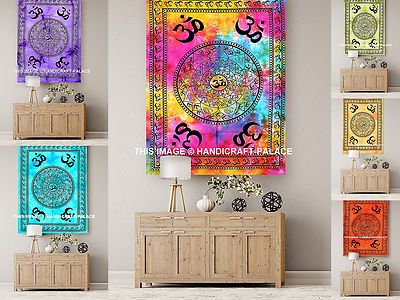 Indian OM Mandala Bohemian Wall Hanging Tapestry Meditation