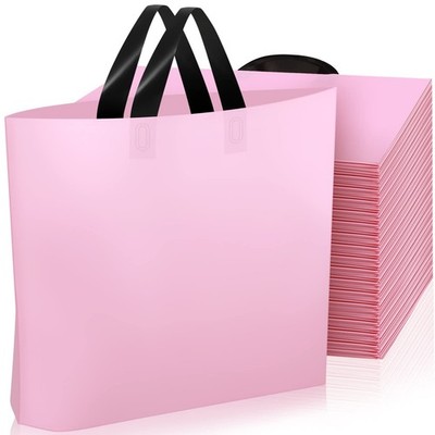 Geyee 100 Pack 16 x 12 Inch Pink Plastic Shopping Bags for Small Business Boutiq