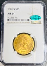 1912 S US American $10 Eagle Liberty Head Gold Coin NGC CAC MS-64 Green Sticker
